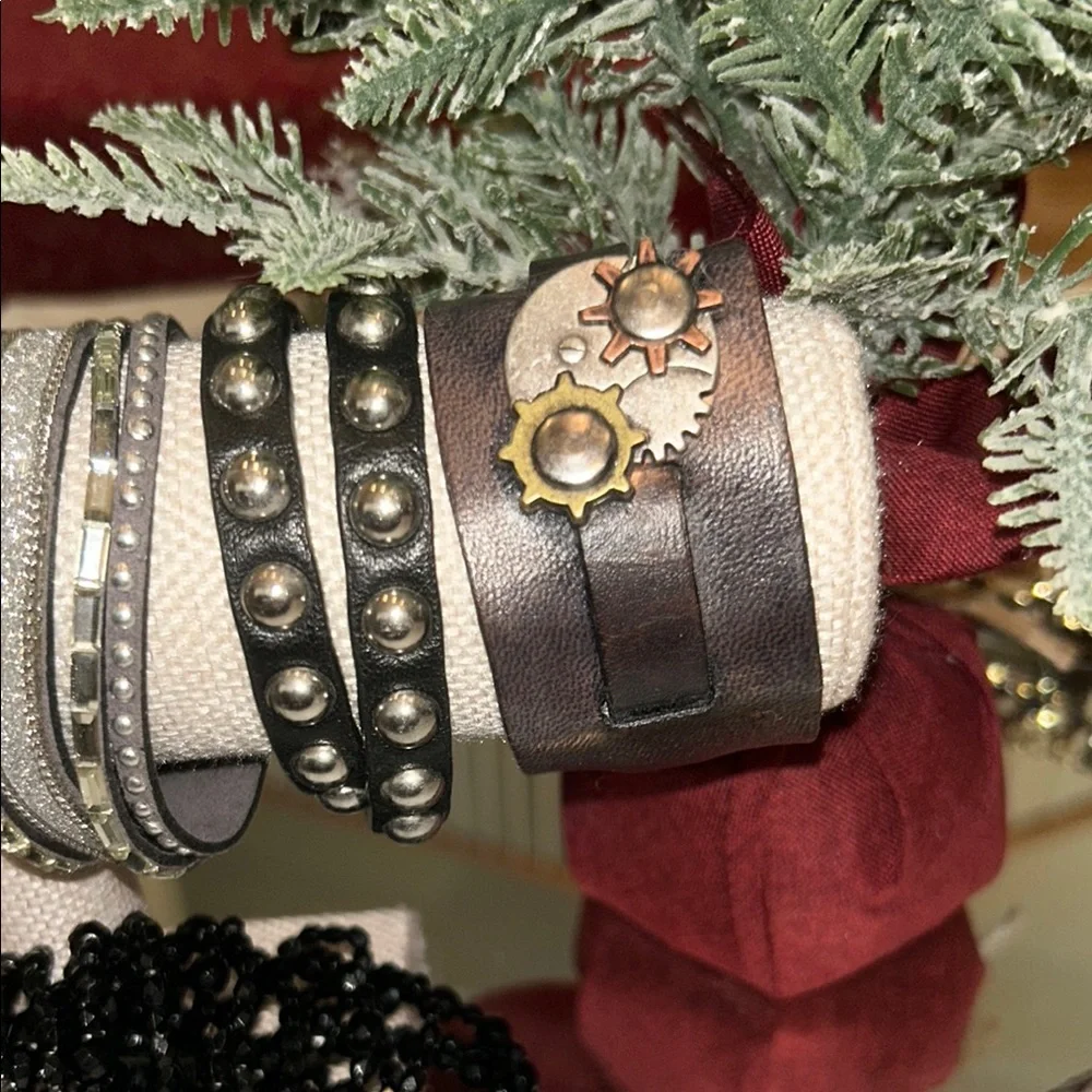 Silver and Black Studded Bracelets Collection - Picture 6 of 8